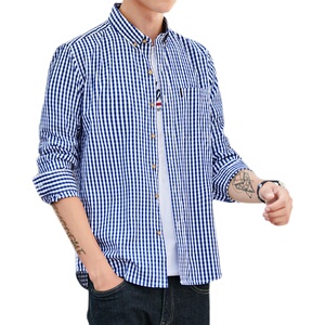 春秋季新款男装韩版格子个性衬衫男时尚青年男士长袖衬衣男6图片
