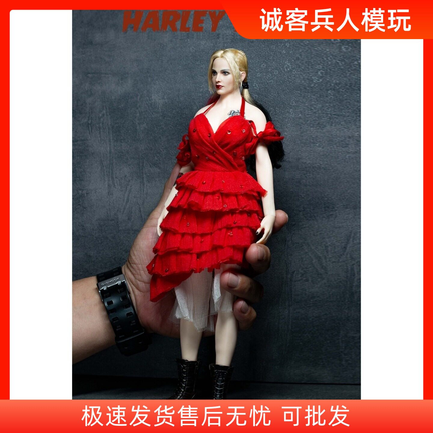 九匠 1/6兵人偶 哈莉奎茵 女小丑头雕服饰吊卡 可动人偶 不含素体