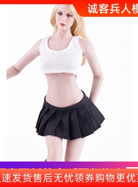 1/12和1/6比例钢骨女兵人PH 岚 UD 白色学生裙短裙白色百褶裙