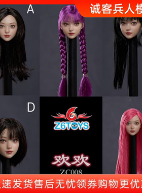 Z6TOYS ZC008 1/6 可动眼美女头雕 欢欢 适合兵人偶包胶素体现货