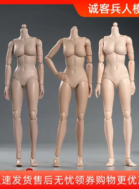 THERRQ 1/6女兵人素体 半包胶软胸 软腹 中胸大胸超大胸 12寸可动