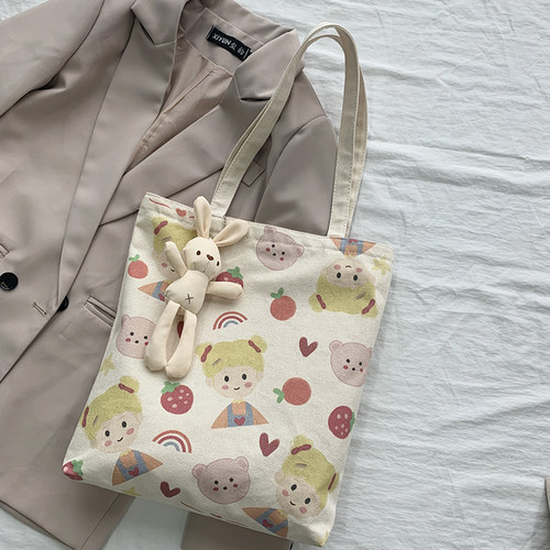 帆布包小众大容量学生上课单肩包