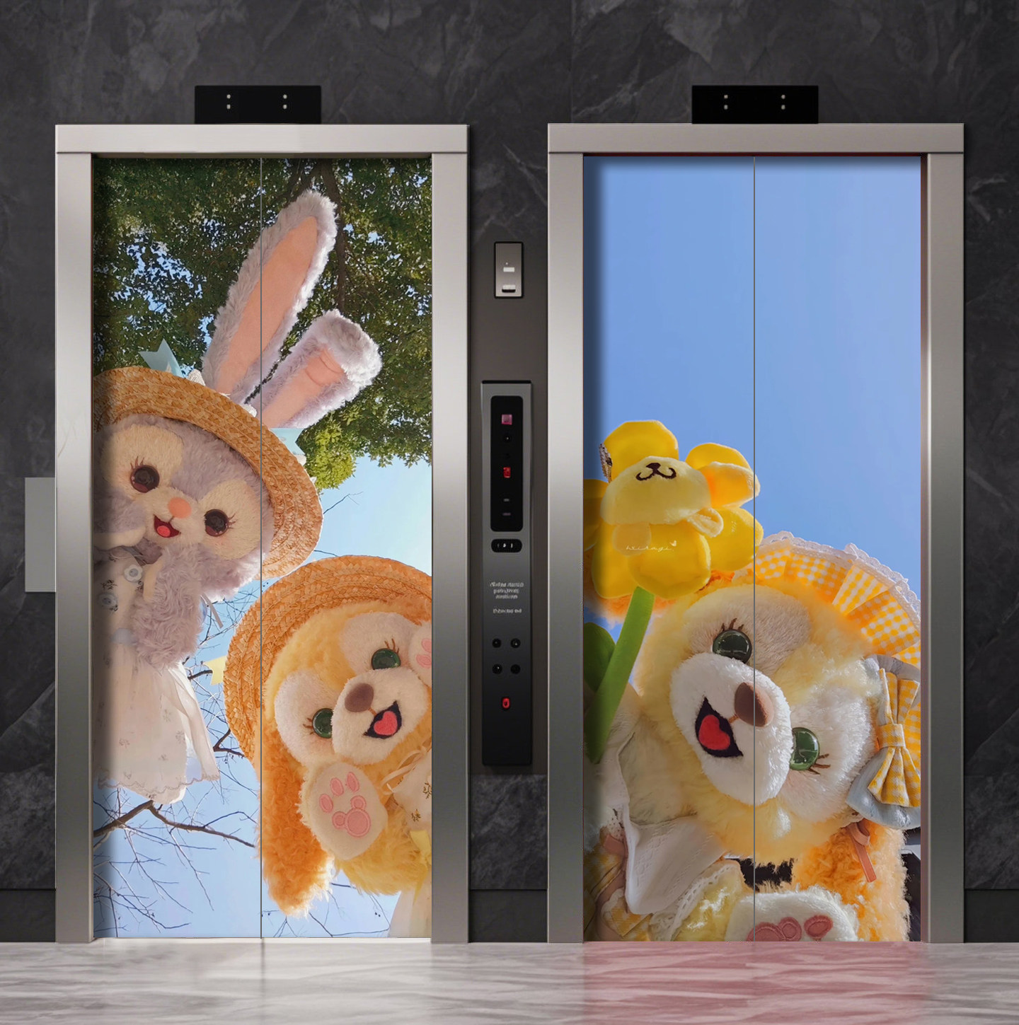玲娜贝儿自粘电梯门卡通贴纸一梯一户入户高级感动漫创意门贴装饰