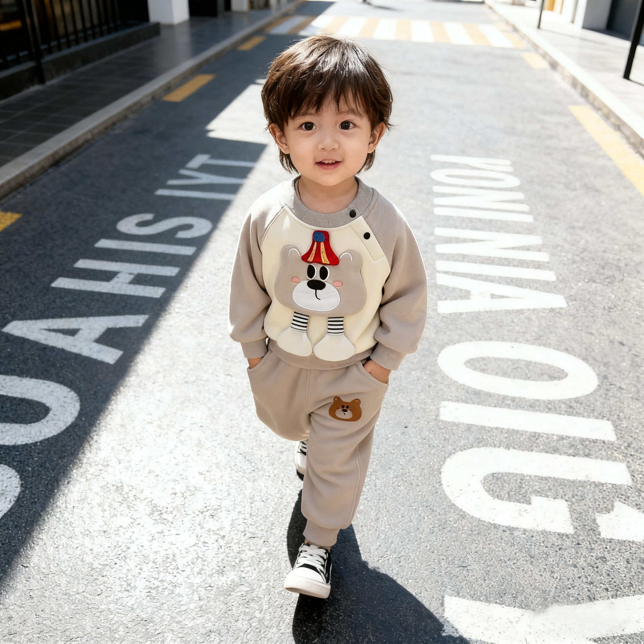 2024宝宝无骨考拉加绒卫衣卫裤两件套百搭婴儿保暖二件套运动套装