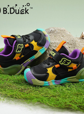 B.duck小黄鸭童鞋男童运动鞋2026春季新款透气稳步鞋儿童网面鞋子