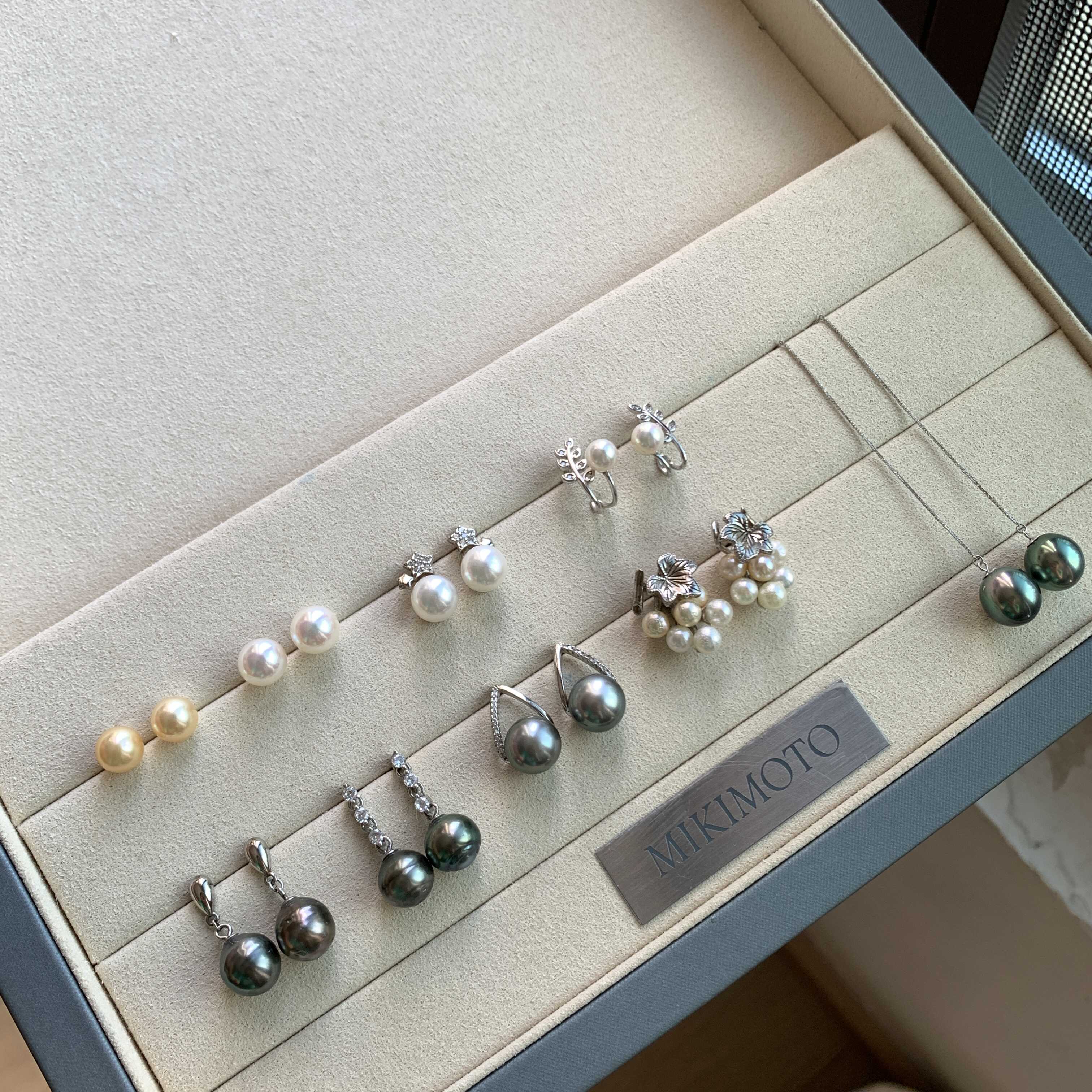 海水极光akoya大溪地羽皇金珍珠耳钉耳线纯银18k金耳环|花野501