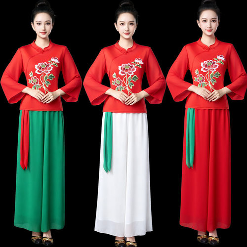 2026新款广场舞服装套装喇叭袖民族风舞蹈秧歌服古典舞表演出服女