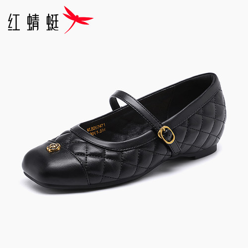 红蜻蜓2026新款女鞋方头低跟单鞋