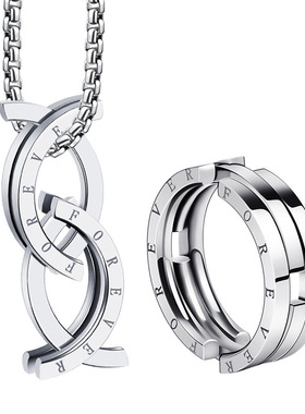 钛钢项链两用可伸缩折叠亲吻鱼