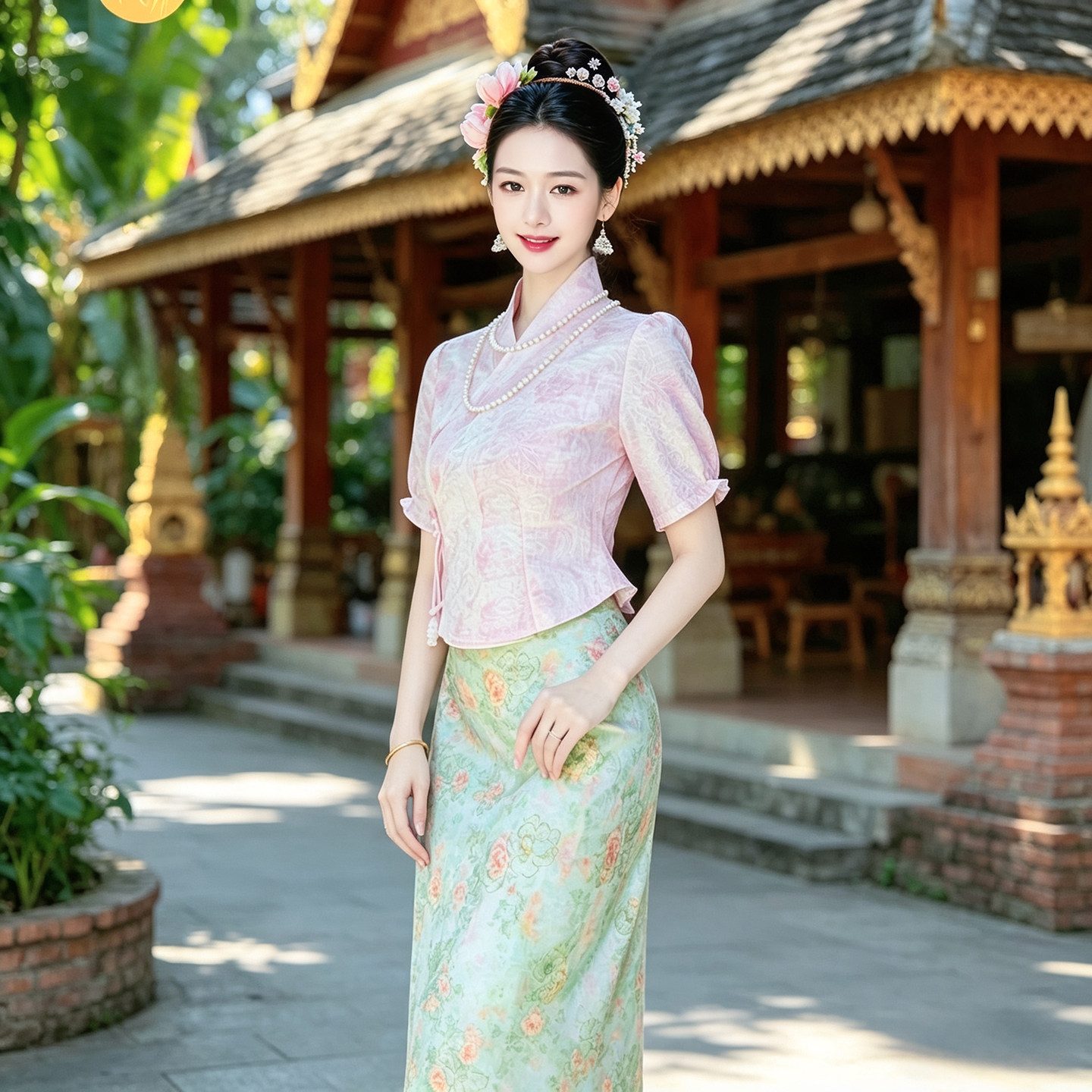 傣族舞服女收腰显瘦两件套拍照