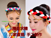 藏族舞台演出头饰 女民族发饰藏族头饰辫子 少数民族舞民族舞蹈服
