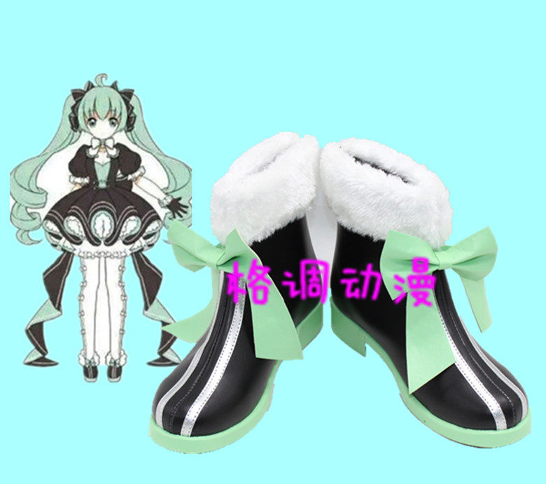 B3764初音miku39生诞可爱兔子洋服配套 COS鞋动漫鞋