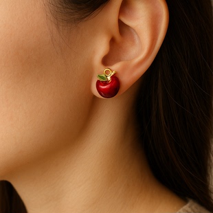 品质可爱DIY配件吊坠 5仿真红富士苹果金属吊坠日本进口ins爆款