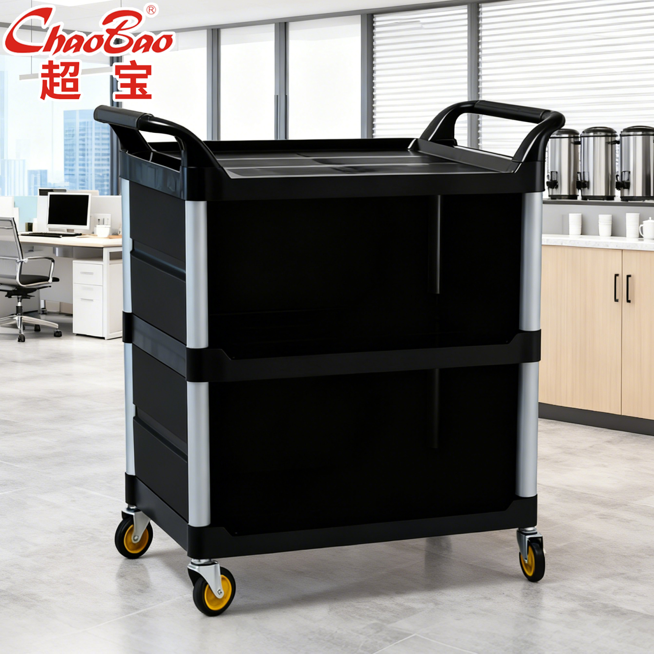 多用途三层手推车加厚收餐保温车