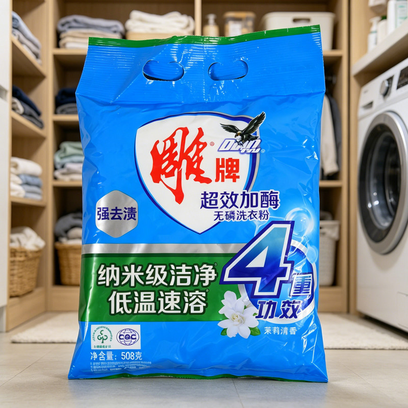 雕牌洗衣粉超效加酶508g家用除菌洗衣服粉强去污渍252g雕牌肥皂粉