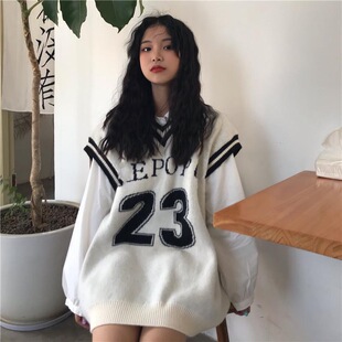 大码毛衣马甲开衫女韩系宽松外穿胖mm300斤针织背心马夹坎肩外套