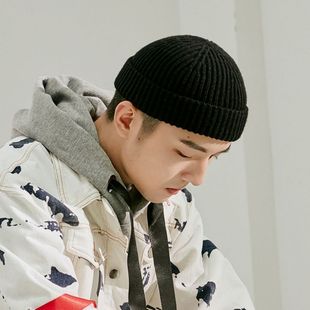 针织帽女夏薄款 ins秋冬天黑色瓜皮毛线帽男地主帽潮高街冷帽 韩版