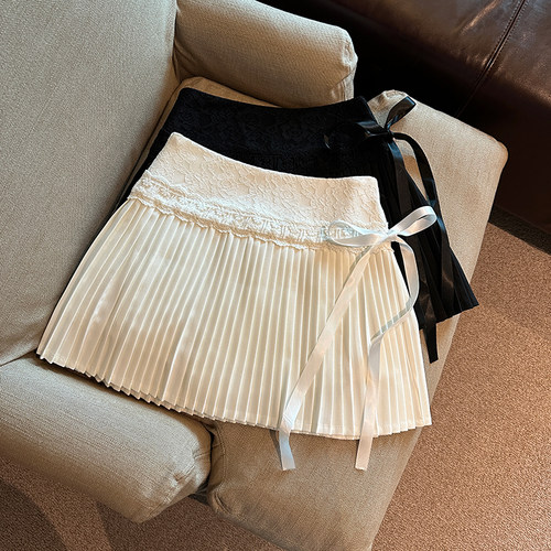 蝴蝶结蕾丝拼接半身短裙优品质