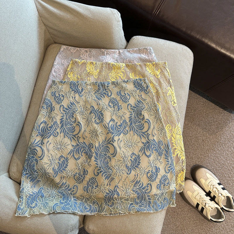 Jade Closet直营店推荐~美拉德甜美风网纱拼接修身包臀半身短裙女