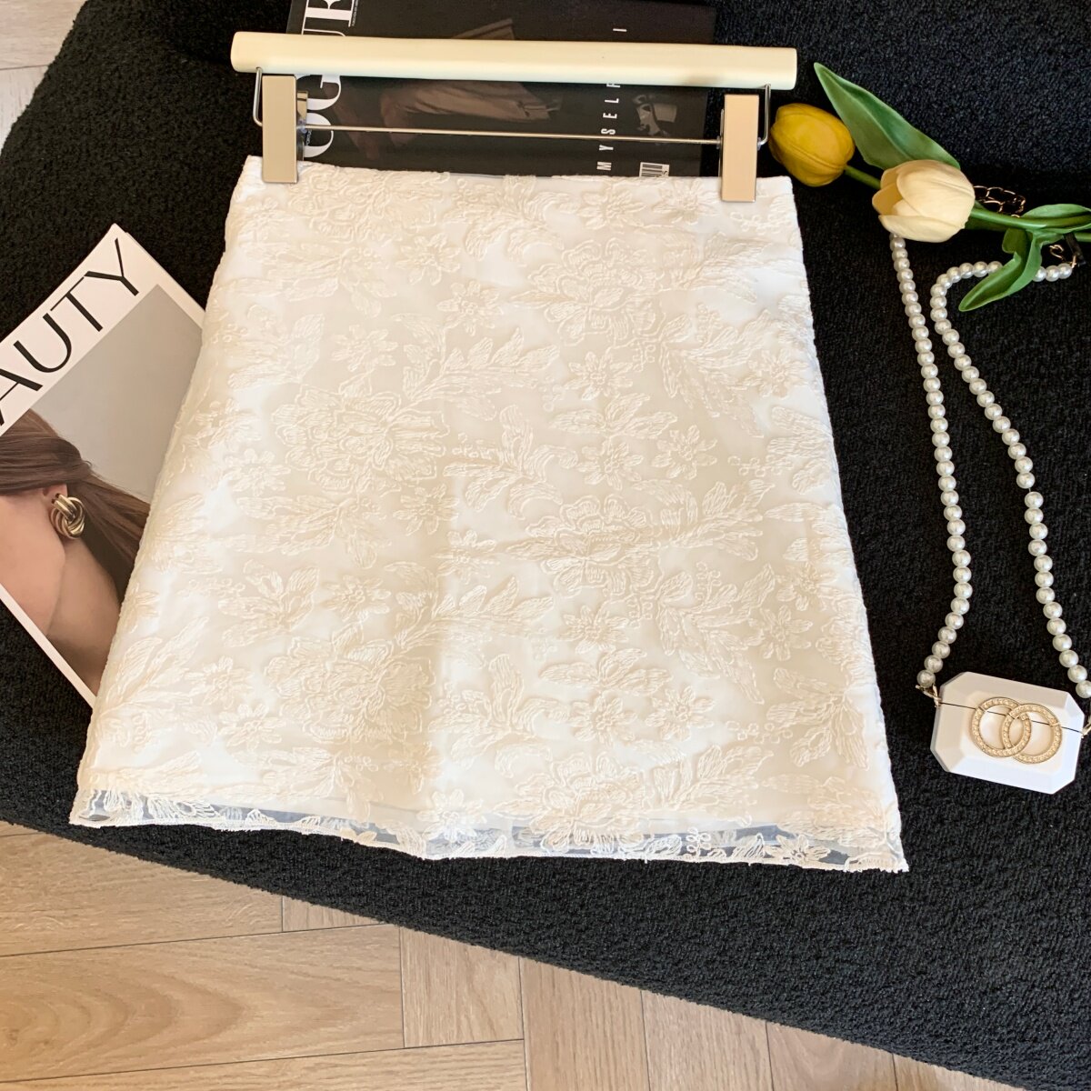 Jade Closet直营店推荐~美拉德甜美风蕾丝网纱修身a字半身短裙女