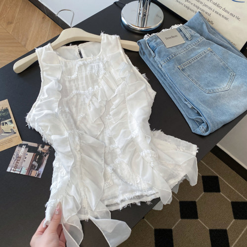 蕾丝拼接无袖背心小衫优品质