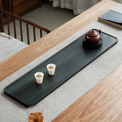 中式长方形乌金石简约茶托盘