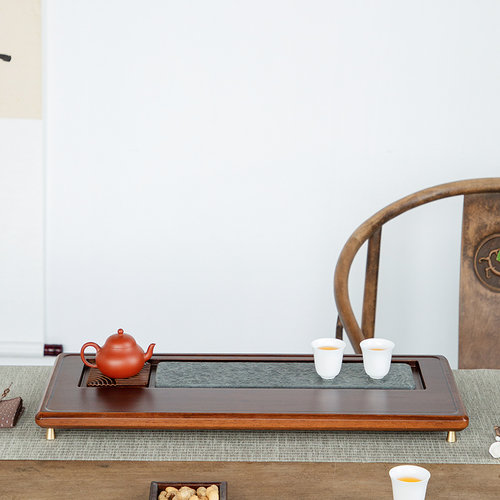 古岳简约长方形竹制排蓄两用茶盘