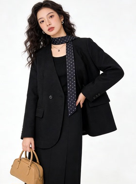 高级感时尚波点系带西服上衣女春季新款韩系通勤百搭显瘦西装外套