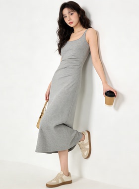 百搭垂感气质收腰显瘦吊带裙女春季新款韩系慵懒风休闲打底连衣裙