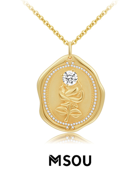 msou925银女玫瑰花金币项链