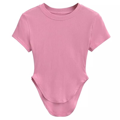 圆领短袖修身弹力纯欲风短款T恤