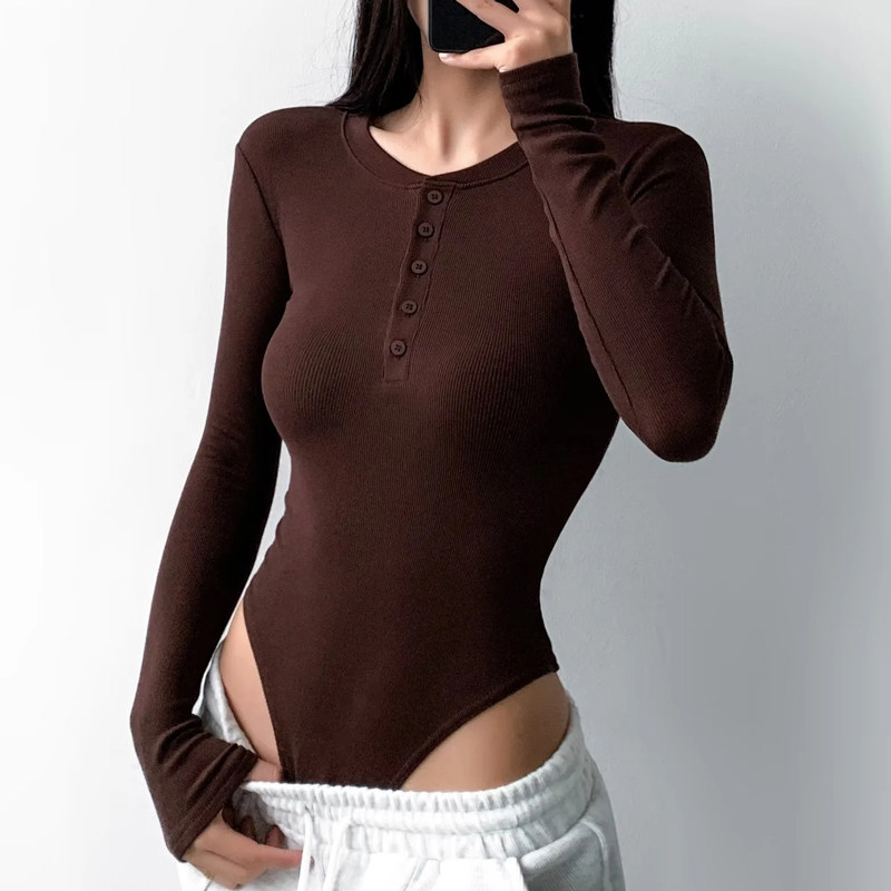 纯欲秋冬新品保暖修身弹力连裆长袖T恤圆领螺纹棉连身连体打底衫,女装/女士精品,T恤,淘宝优惠券,粉丝福利购,淘宝优惠卷