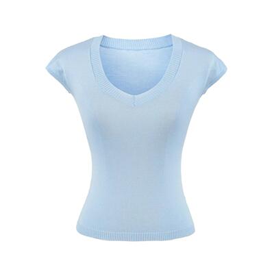 欧美风冰丝莱赛尔针织短袖女T恤