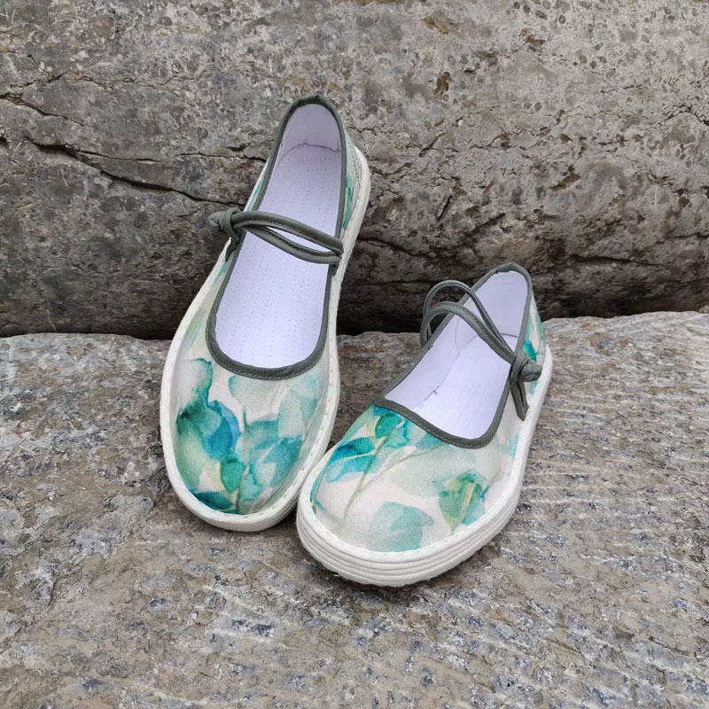 纯手工千层底布鞋女鞋透气吸汗养脚汉服鞋国潮浅口系带儿童老布鞋