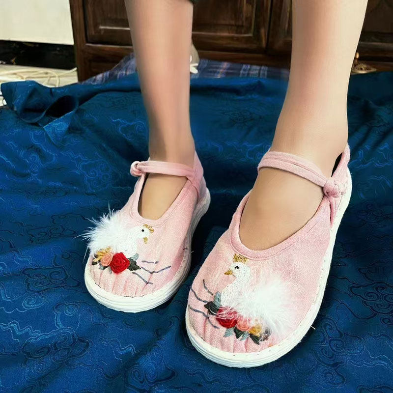 纯手工千层底老布鞋女鞋手工刺绣透气吸汗养脚汉服鞋国潮轻便儿童