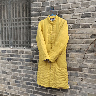 冬季纯手工老棉衣女中式盘扣中长款棉绒外套复古国潮吸汗透气保暖