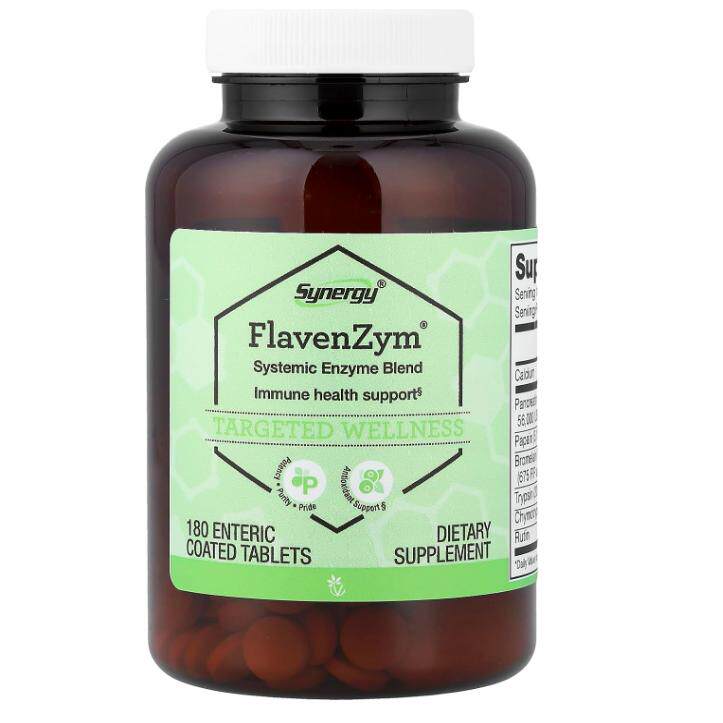 Vitacost, Synergy®, FlavenZym®180 Enteric Coated Tablets