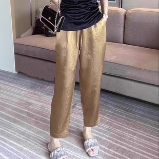 高腰垂感中年妈妈直筒裤 清仓捡漏 薄款 休闲冰丝九分哈伦裤 女夏季