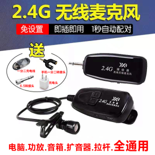 2.4G无线麦克风领夹式 小蜜蜂扩音器万能耳麦功放户外拉杆音箱通用
