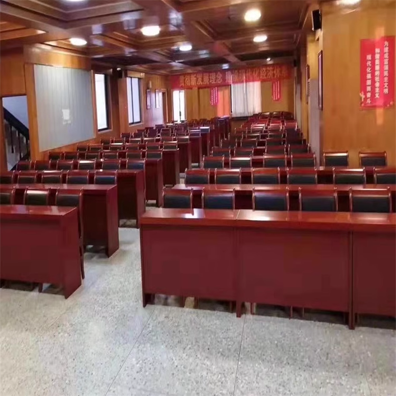 培训桌礼堂条形桌红色会议桌椅