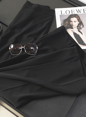 华子家 黑色微喇西装裤女2025秋季新款高腰显瘦休闲裤喇叭裤44233