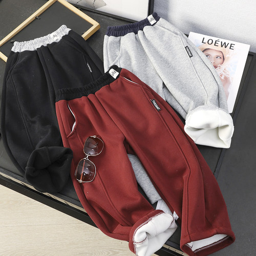 儿童加厚加绒保暖运动休闲裤卫裤