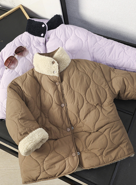 华子家 宝妈福利！男女童两面穿保暖加厚羊羔绒棉衣棉服棉袄45503