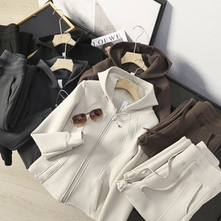 华子家 小蛮腰立裁修身加厚加绒连帽卫衣休闲卫裤运动套装女45195