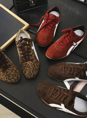 华子家 内增高豹纹德训鞋女2025秋季新款运动休闲阿甘鞋板鞋45150