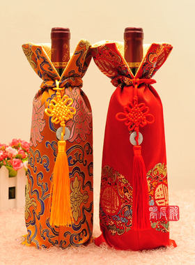 红酒套盲品袋中式酒瓶套