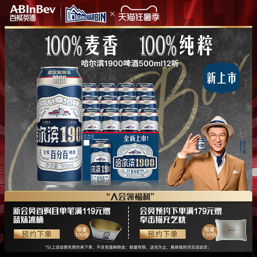 哈尔滨1900全麦啤酒500ml×12听