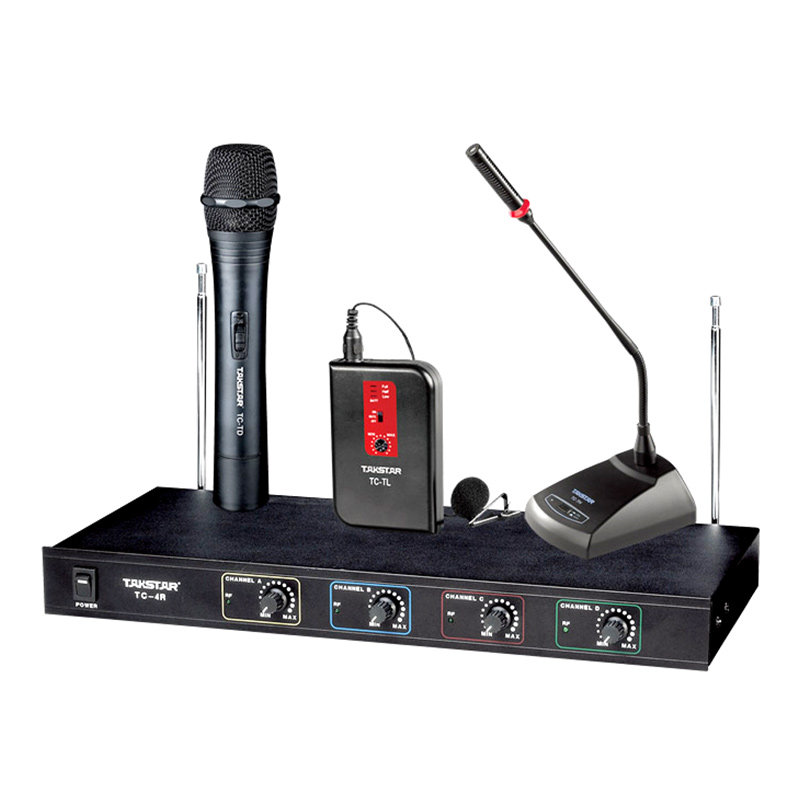Takstar/得胜 TC-4R无线话筒1拖4电容会议麦克风鹅颈耳麦领麦VHF