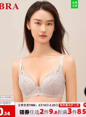 E-BRA安蓓佳薄款性感红色蕾丝文胸女士上托大胸显小内衣KB00242