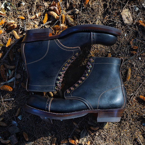 clinch手擦黑色伞兵工装靴